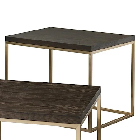 Rectangular End Table with Metal Base